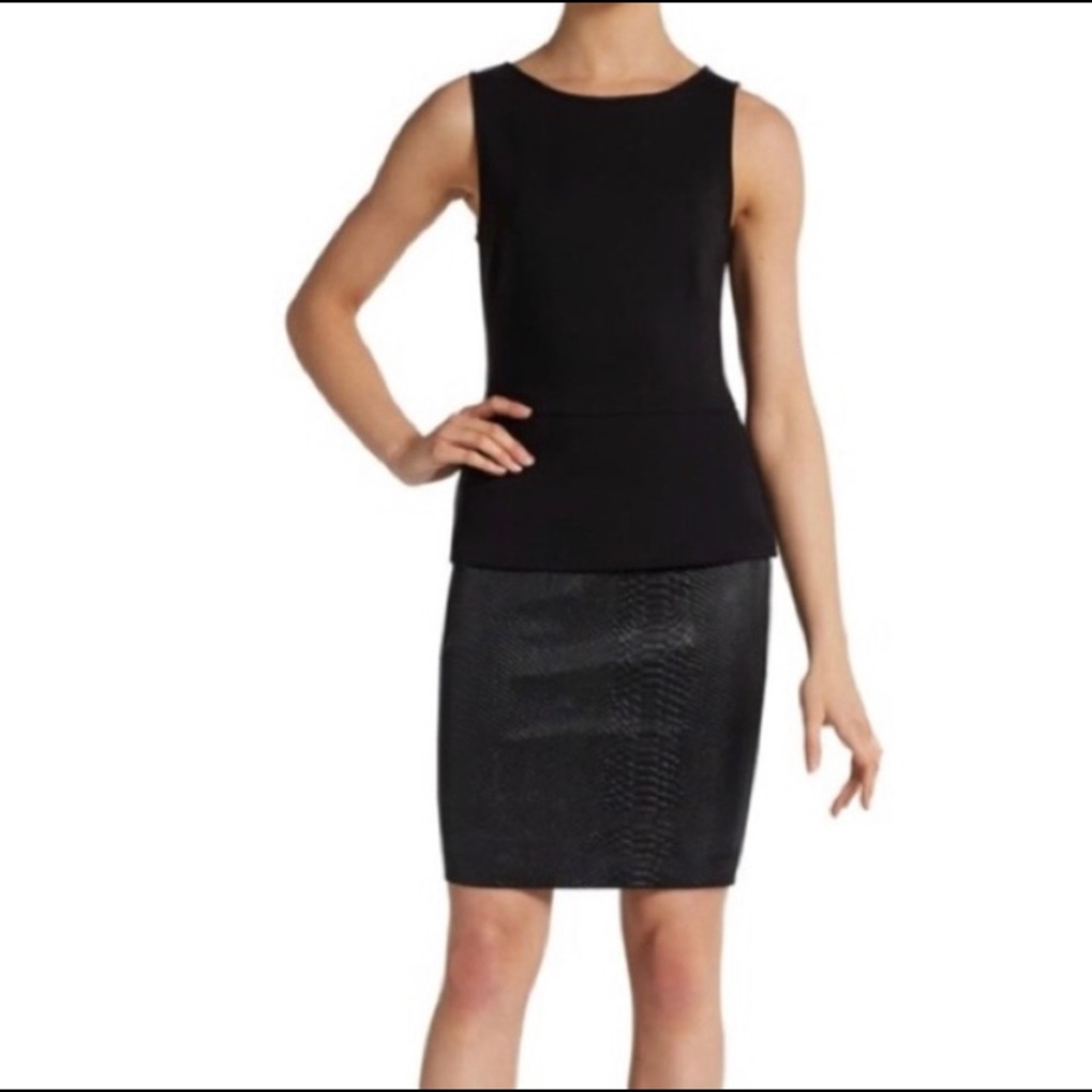 Bailey 44 Peplum Dress Faux Snake Skin Skirt